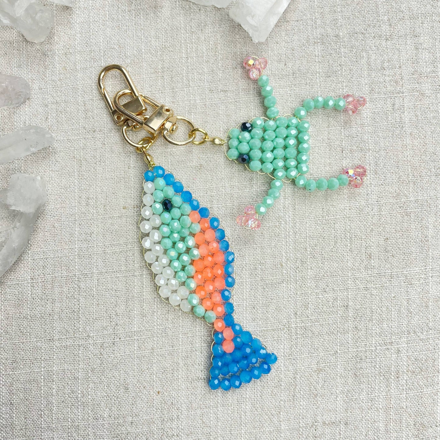 Splashie// Breeze Glass Beaded Fish Charm Keychain