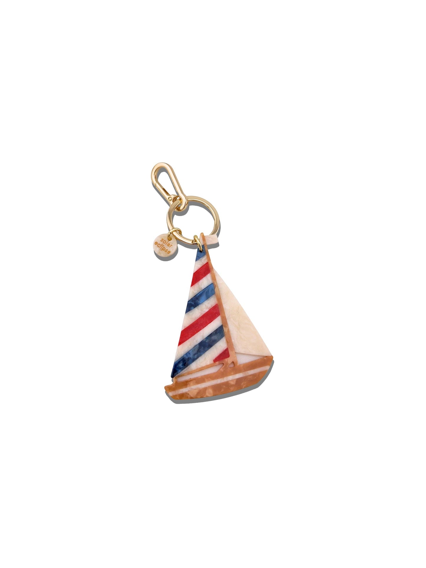 Hand-painted Sailboat Bag Charm + Keychain | Eco-Friendly: Blue