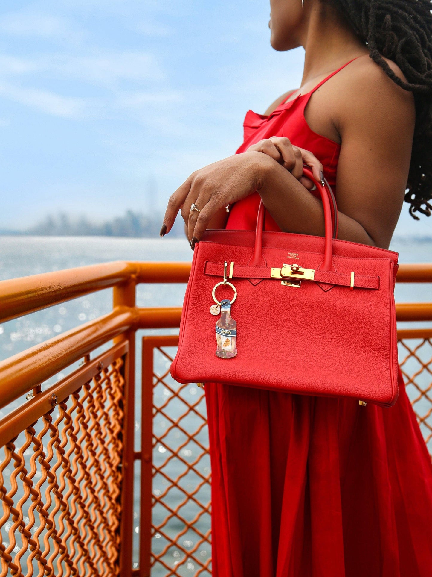 Hand-painted Citrus Spritz Bag Charm + Keychain | Eco-Friendly