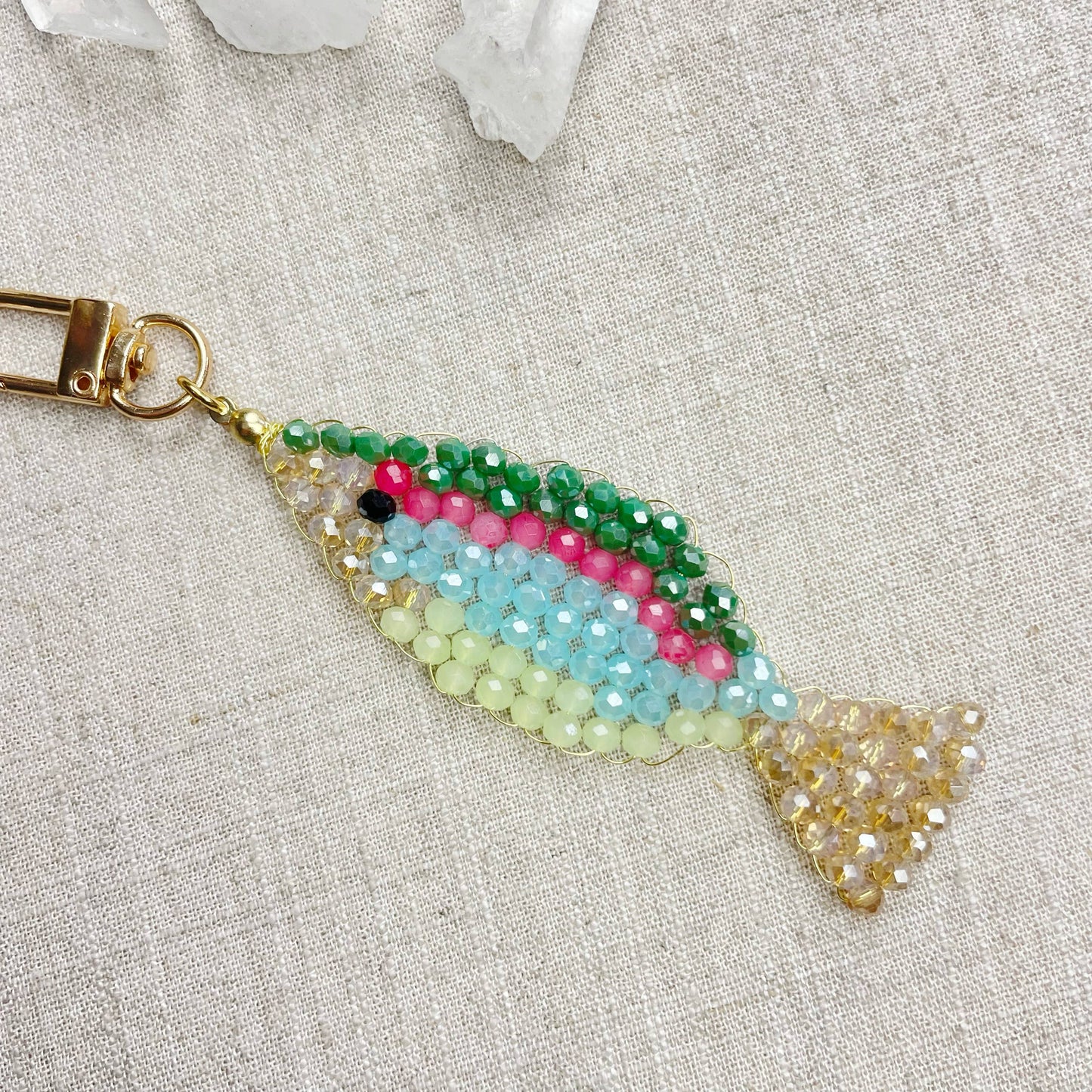 Splashie// Spring Glass Beaded Fish Charm Keychain