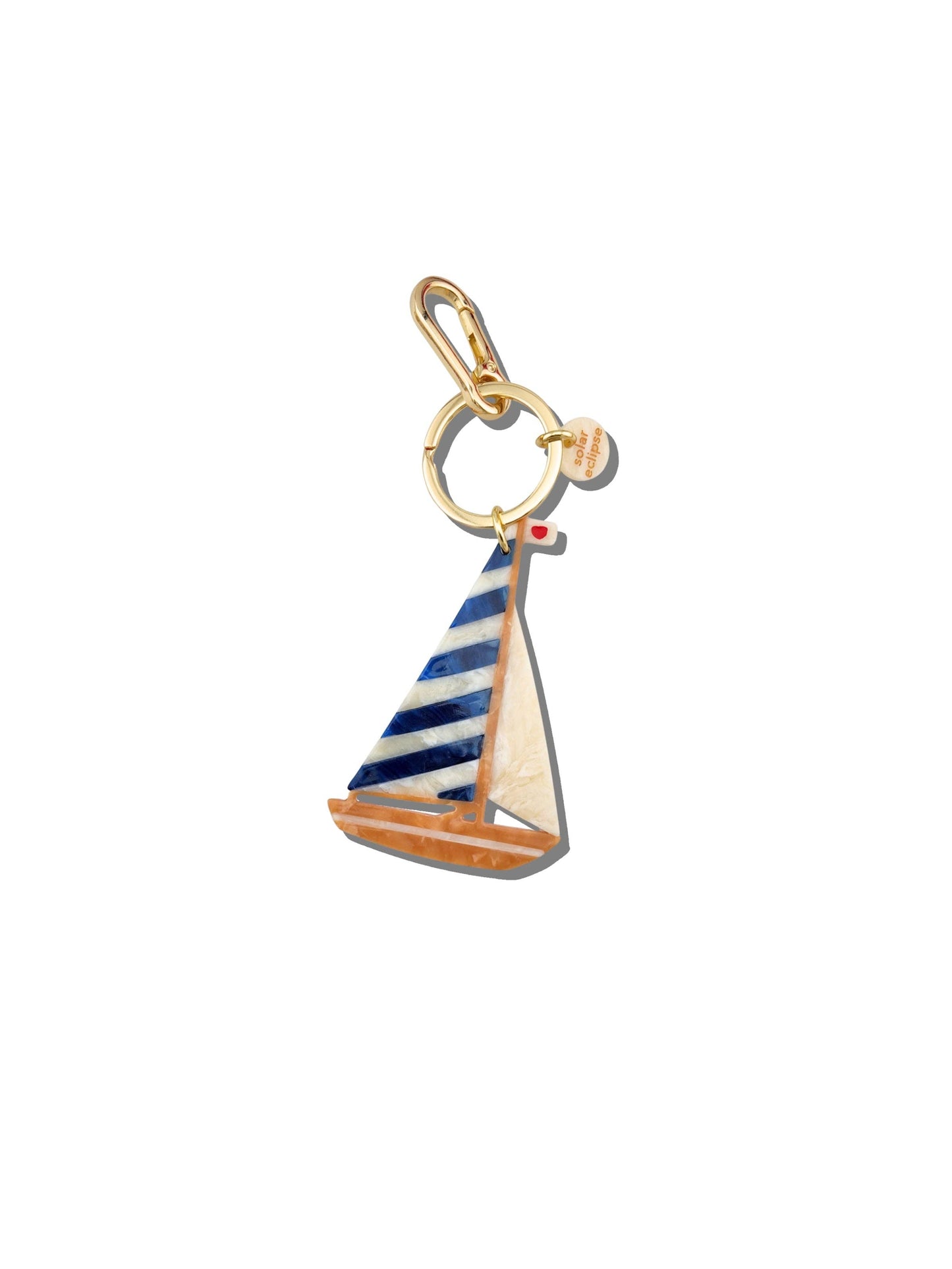 Hand-painted Sailboat Bag Charm + Keychain | Eco-Friendly: Blue