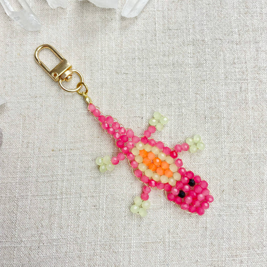 Gator// Candy Glass Beaded Alligator Charm Keychain