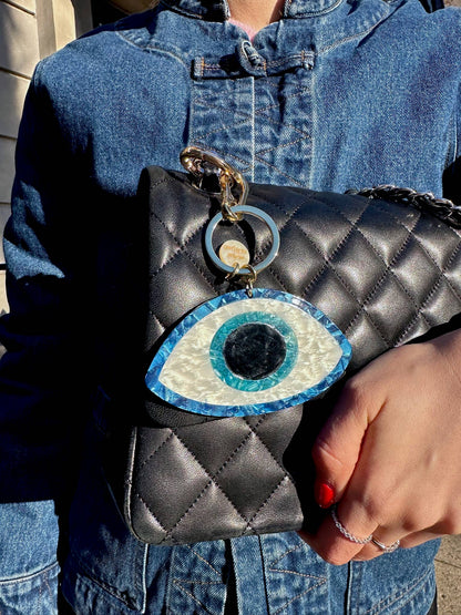 Hand-painted Evil Eye Bag Charm & Keychain | Eco-Friendly