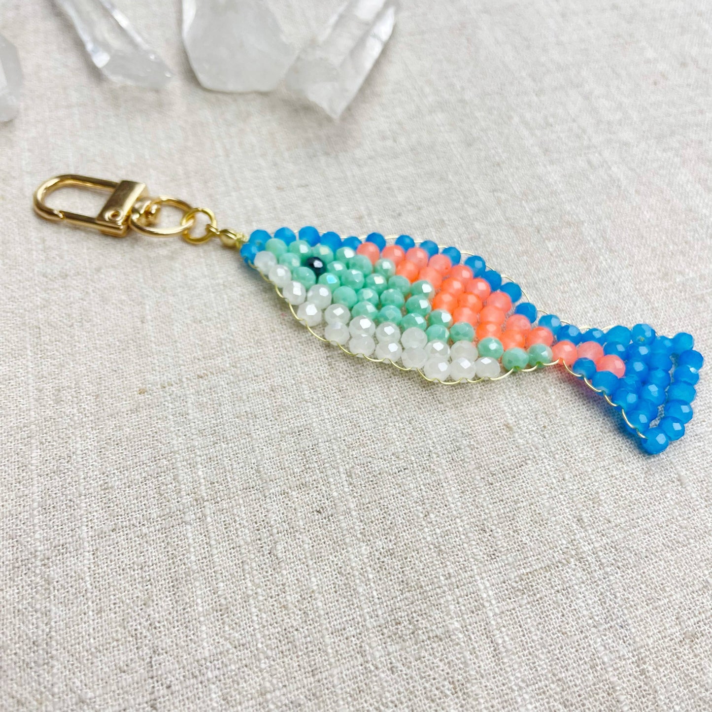 Splashie// Breeze Glass Beaded Fish Charm Keychain