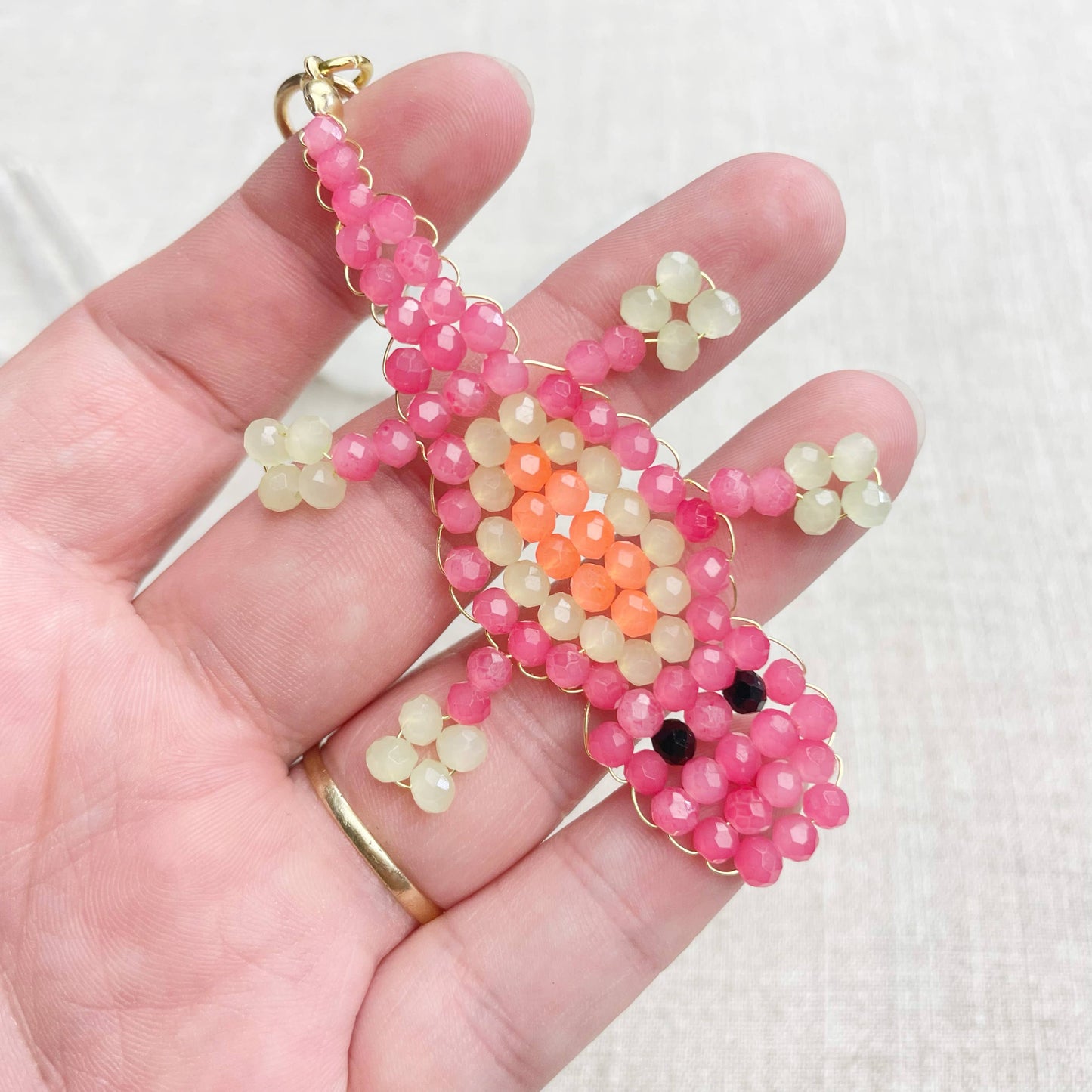Gator// Candy Glass Beaded Alligator Charm Keychain